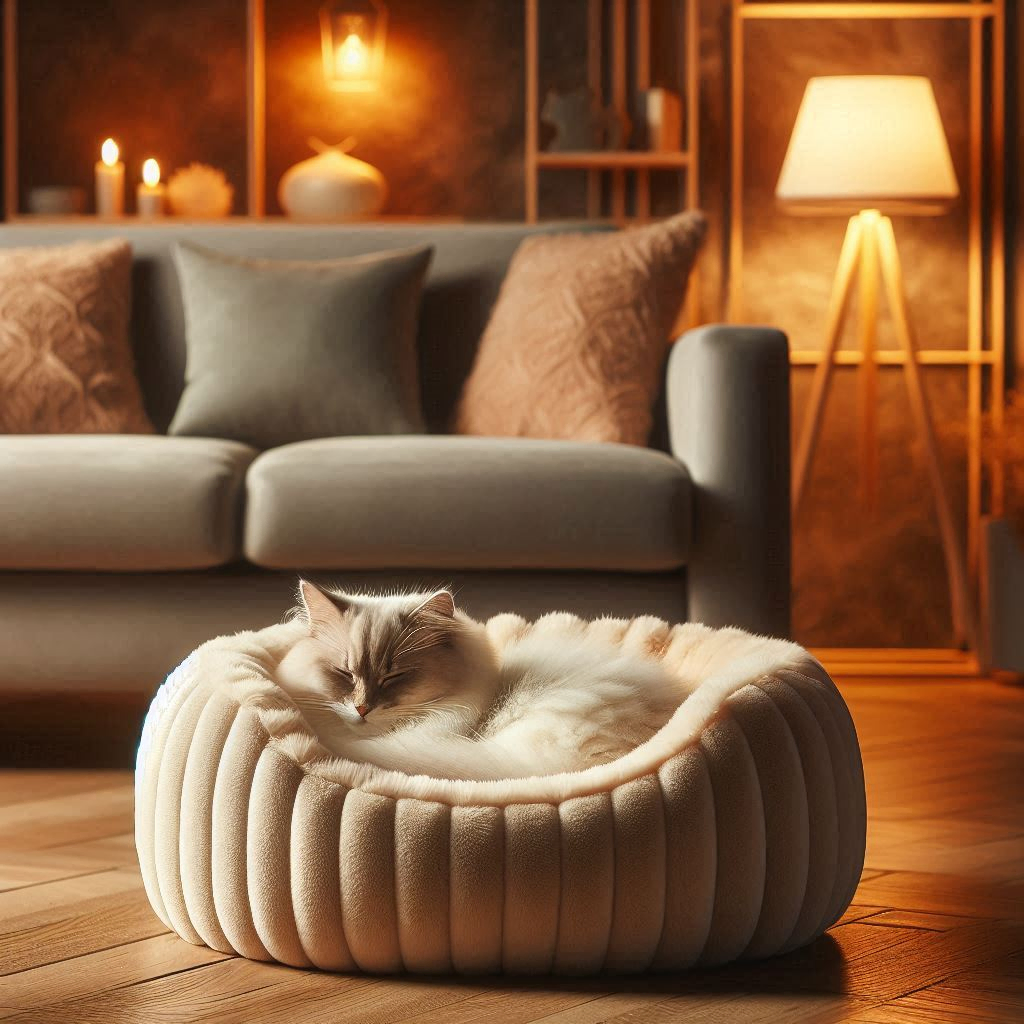 Cat Sleeping on a cat bed