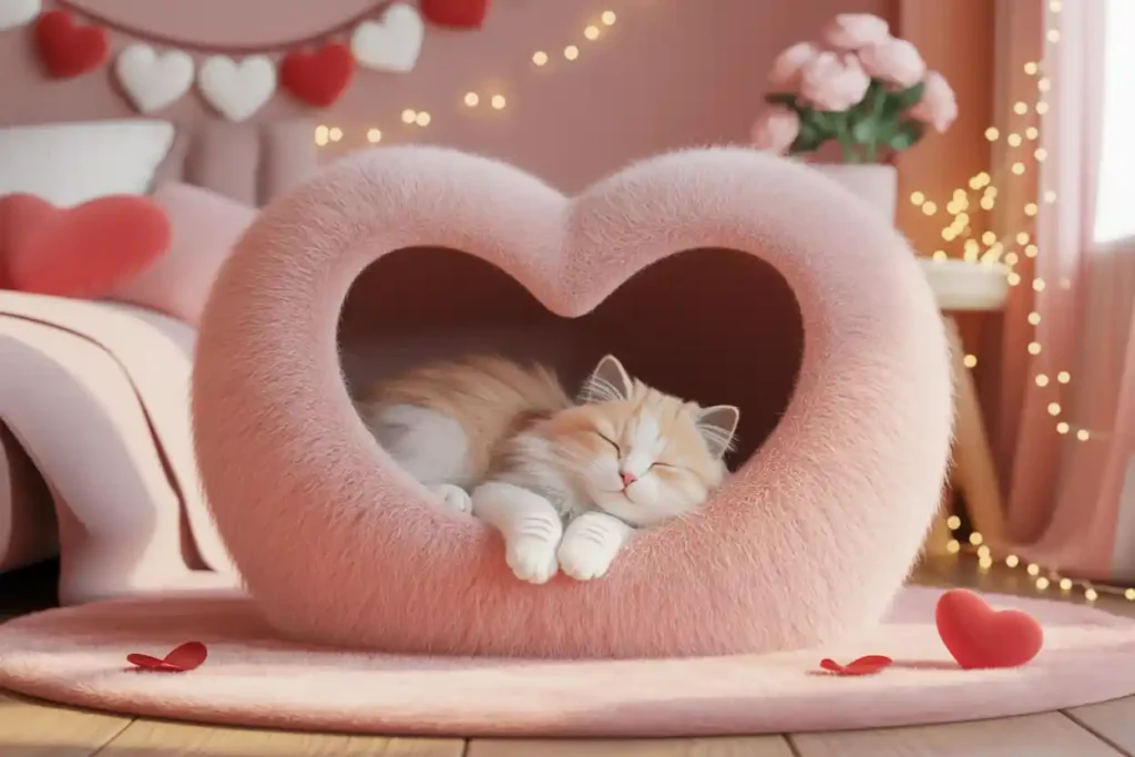 Valentine’s Day cat bed